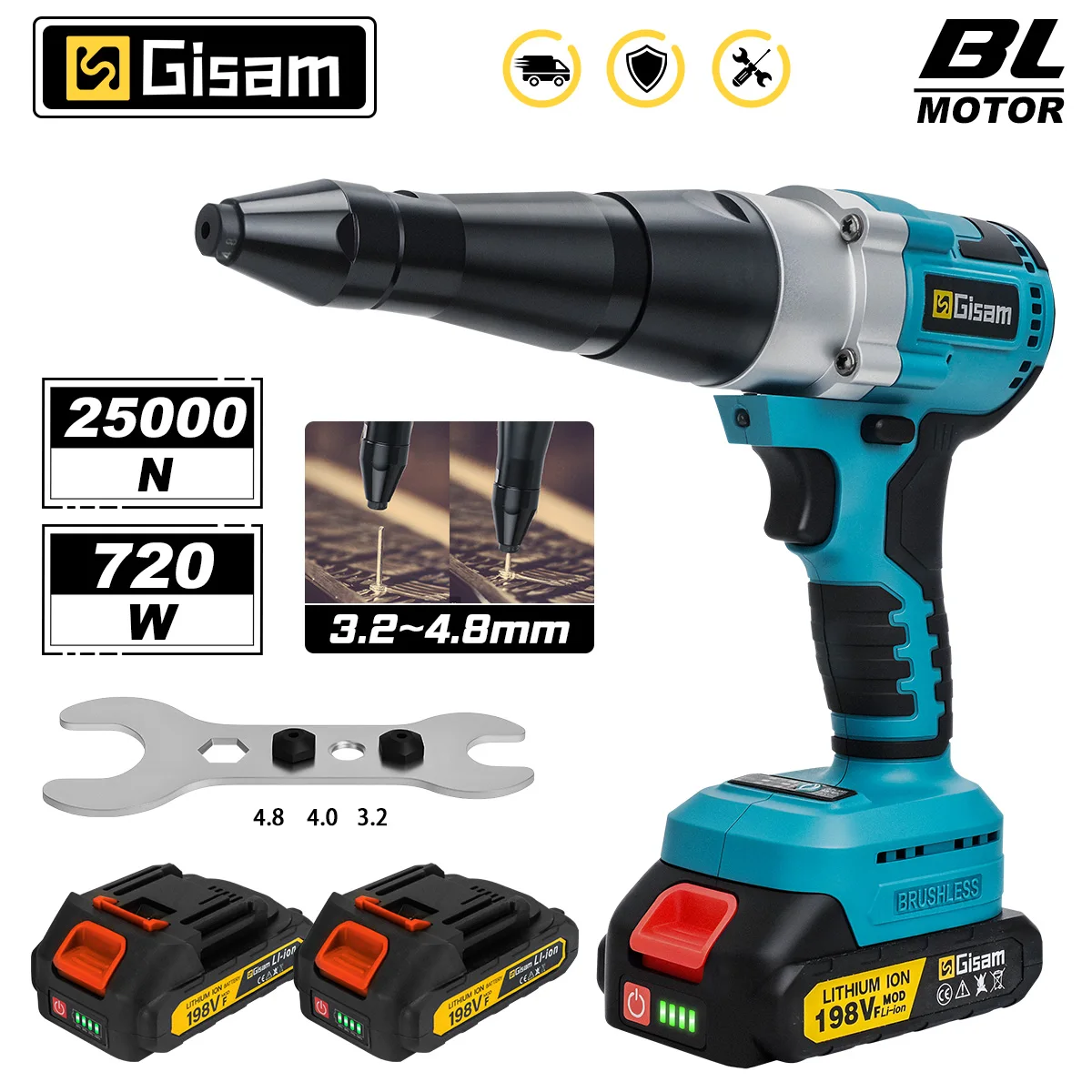 Gezione бесщеточный электрический заклепочный пистолет 3