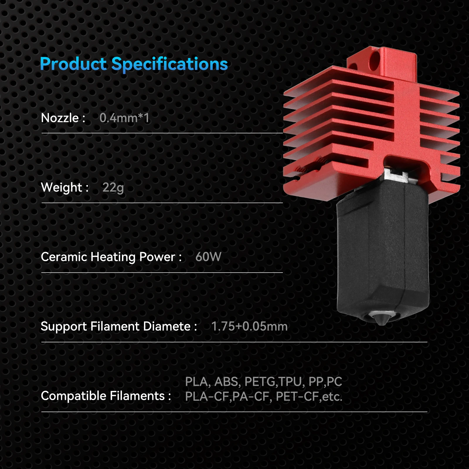 Neues Upgrade TZ4.0 Hotend für BambuLab P1S P1P X1 X1C X1E Einteilige Düse aus gehärtetem Stahl Hot End Kits 3D-Drucker-Zubehör – Detail 11