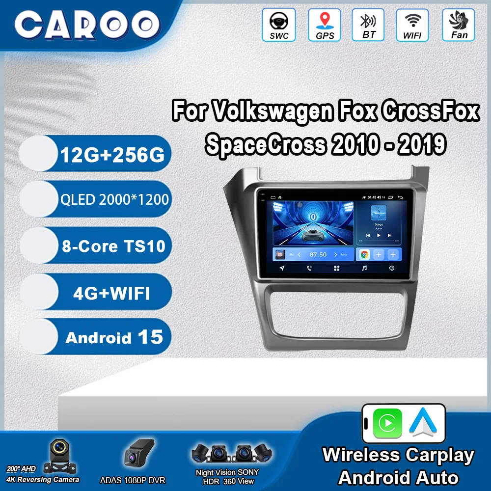 Android 15 для Volkswagen Fox CrossFox SpaceCross 2010-2019 Автомобильный мультимедийный видеоплеер Радио Стерео GPS-навигация Bluetooth