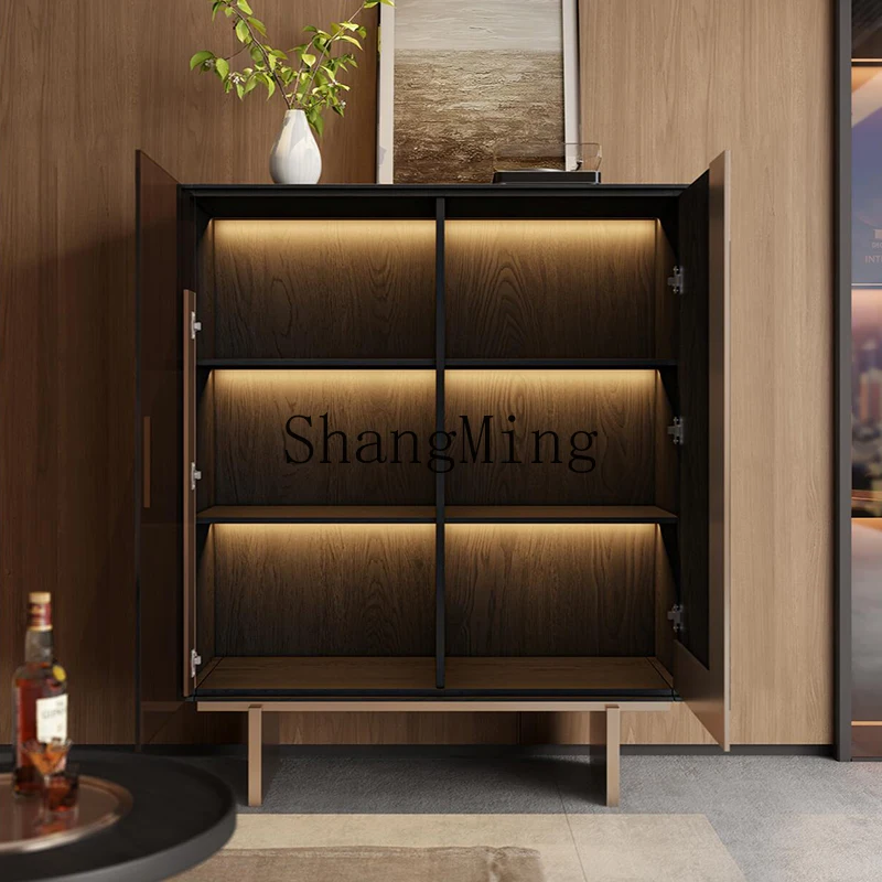 

ZYY light luxury solid wood living room double door glass locker modern simple dining side tea cabinet against the wall