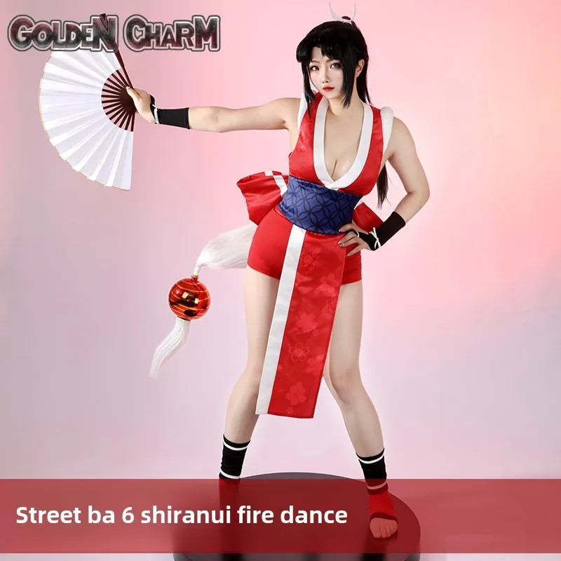 Street Fighter 6 Mai Shiranui Cosplay Costume Set Wig Belt Tail Props Sexy Anime Party Halloween Outfit XS-XXXL Full Roleplay