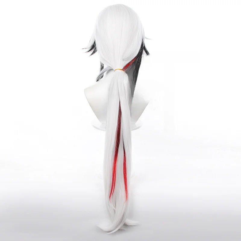 Genshin Impact Harlequin Cosplay Costume Anime Peruere Arlecchino The Knave Eleven Black White Fatui Harbingers Wig Cap