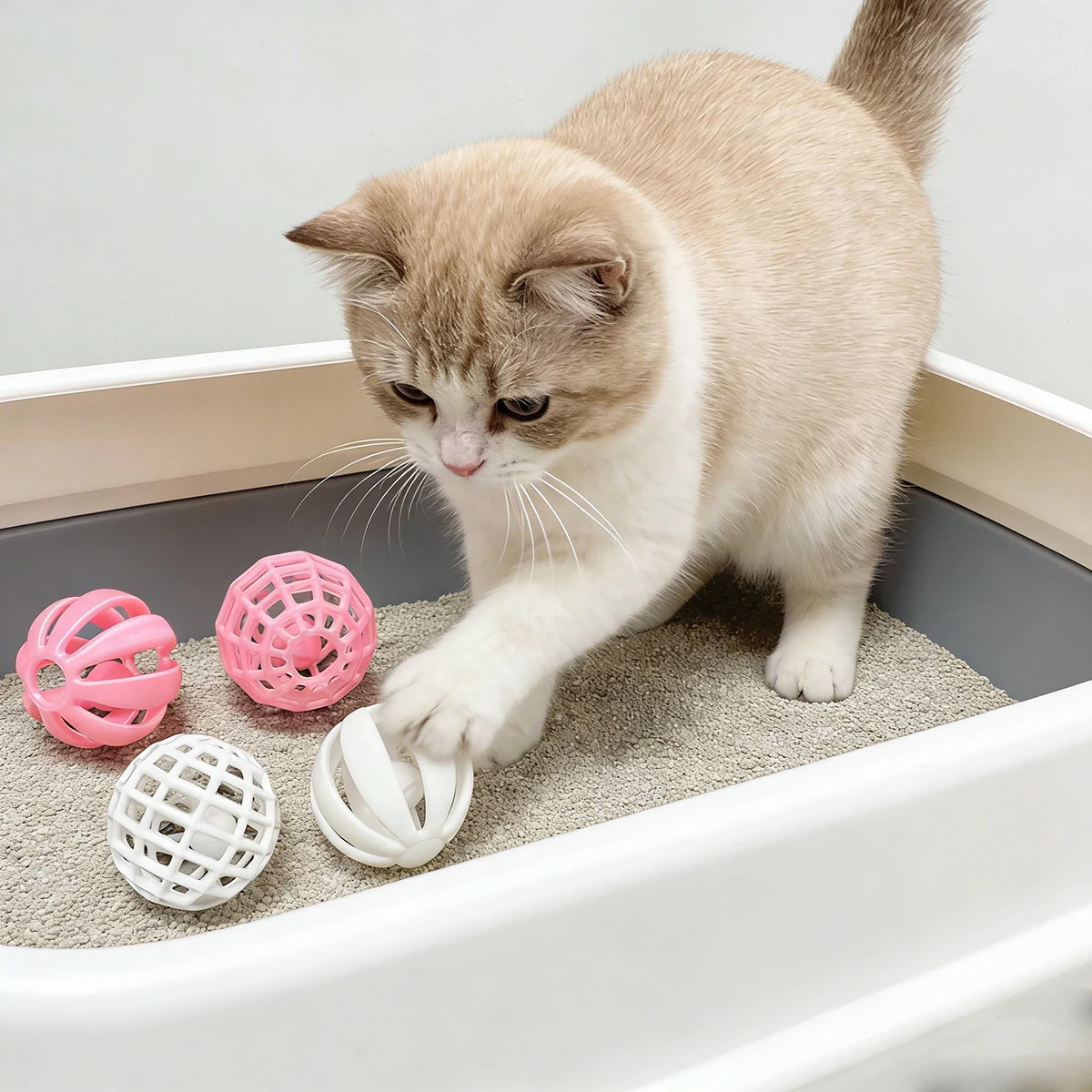 (1/2/4-pc) Mesh Strip-Shaped Hollowed-Out Balls with Bells for Cats and Dogs, Hollow Plastic Balls for Cats to Make Sounds