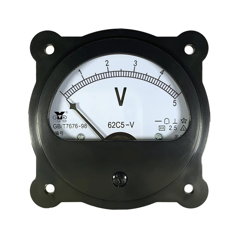 62C5 DC voltmeter circular instrument 5V 10V 15V 20V 30V 50V 100V 150V 250V 300V 450V 500V 600V pointer voltmeter black 80mm for