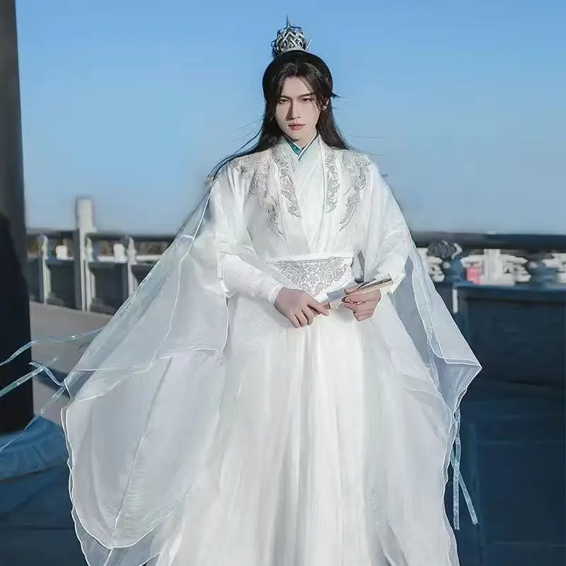 Classical Traditional Hanfu Dress Set Men Women Double-layer Flying Sleeve Costume Ancient Cosplay Outfits Immortal Stage Suit