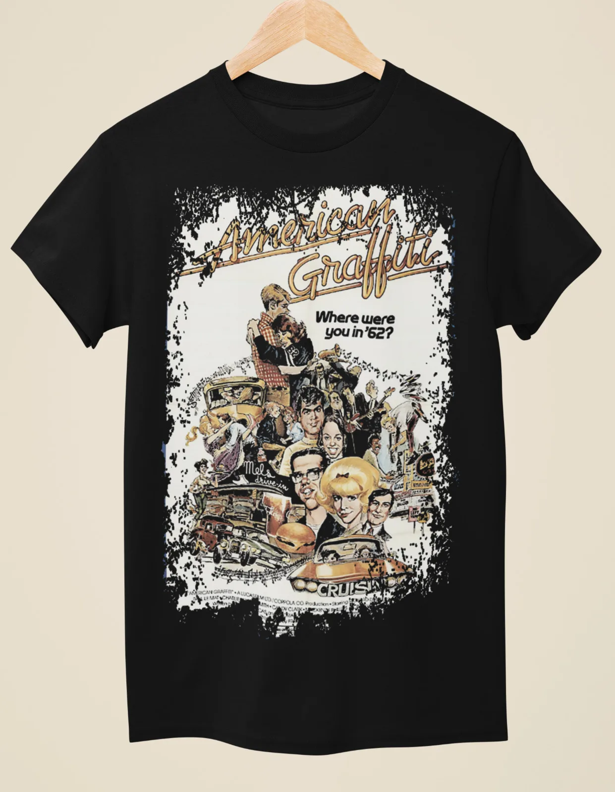 

American Graffiti - Movie Poster Inspired Unisex Black T-Shirt