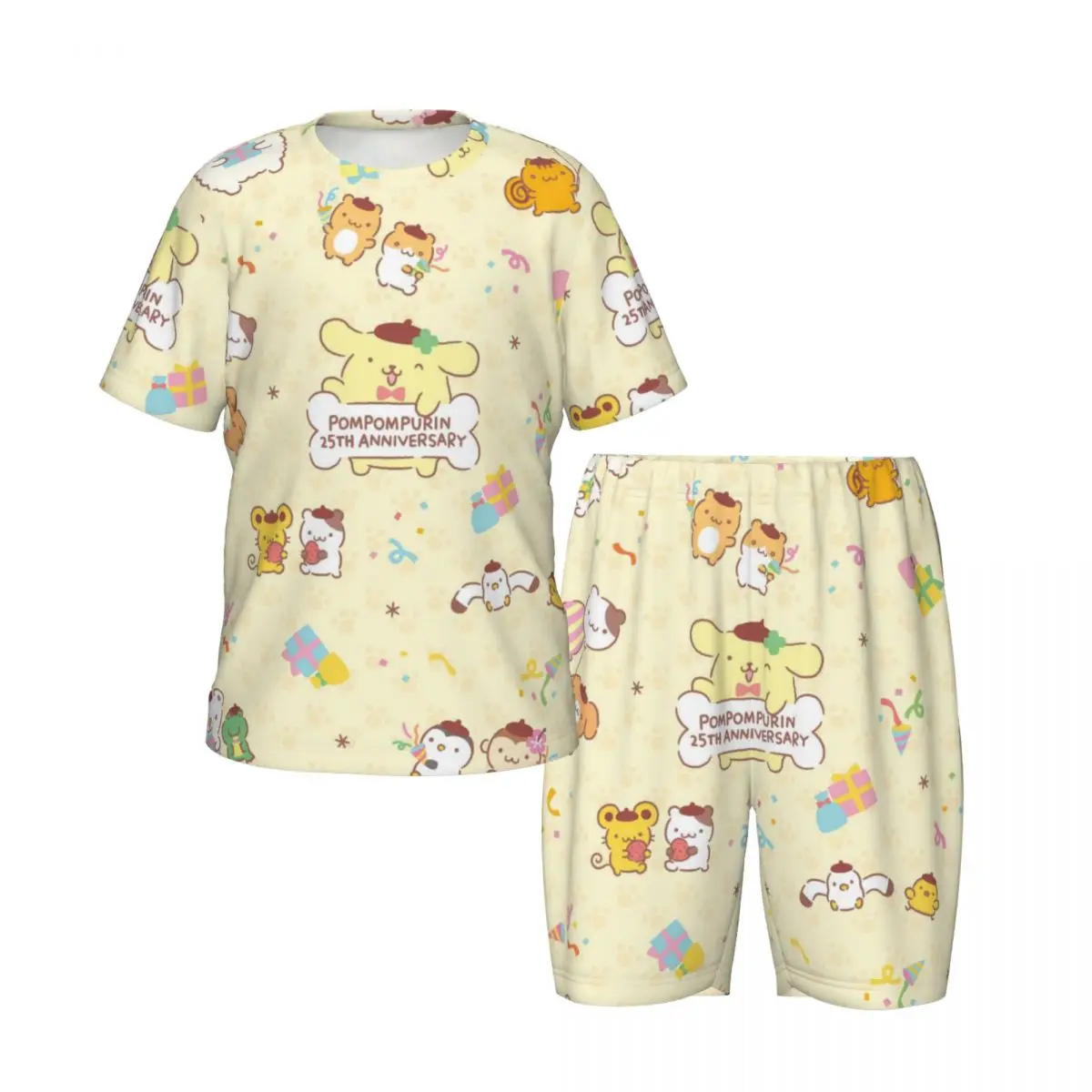 

kawaii Sanrio Pompompurin Kid's Pajamas Set 2 Piece Set For Kids Casual Long sleeve Suit