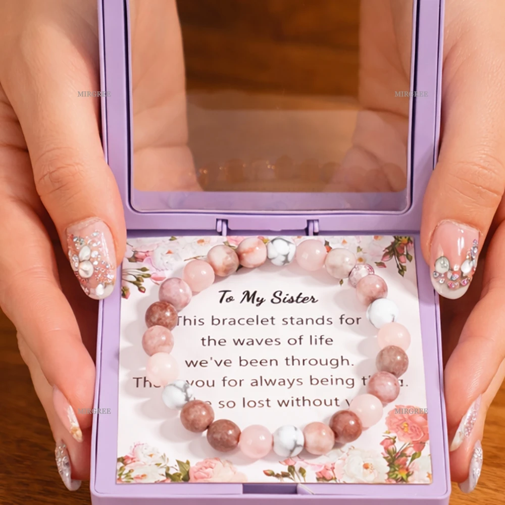 Braccialetto per sorelle da 1 pezzo con biglietto di auguri, un regalo emotivo per commemorare l'amore delle sorelle - Adatto per compleanni e Capodanno