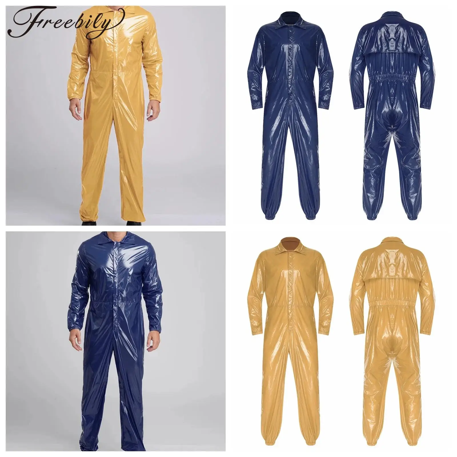 

Men Factory Long Sleeve Workshop Uniforms Jumpsuit Working Bodysuits Glossy Water Resistant Dust-proof Workshop Coveralls