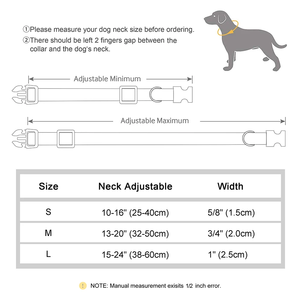 Personalized Nylon Dog Collar Printed Dog Collars Free Custom Pet ID Necklace Adjustable for Small Medium Large Dog Pitbull Pug