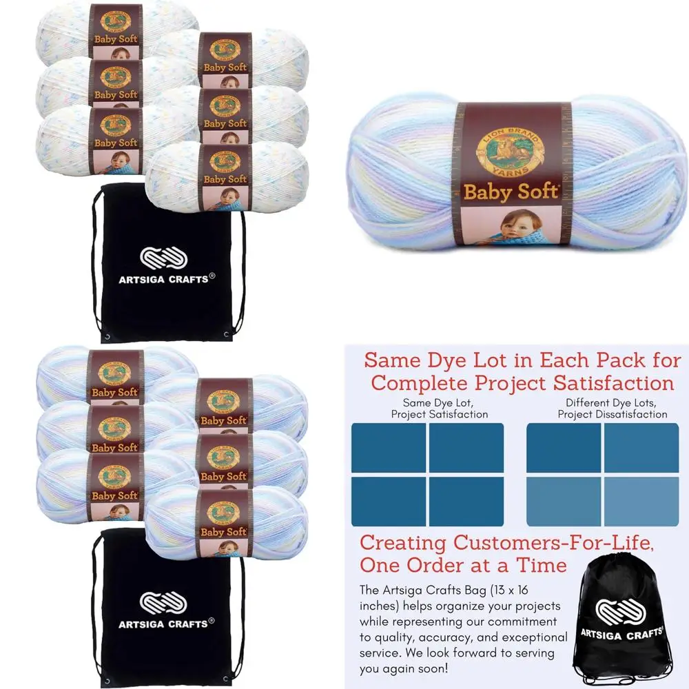 

DK Weight Acrylic Yarn, Light Worsted #3 for Crocheting and Knitting, 6 Skeins Same Dye Lot, Baby Soft Twinkle Print