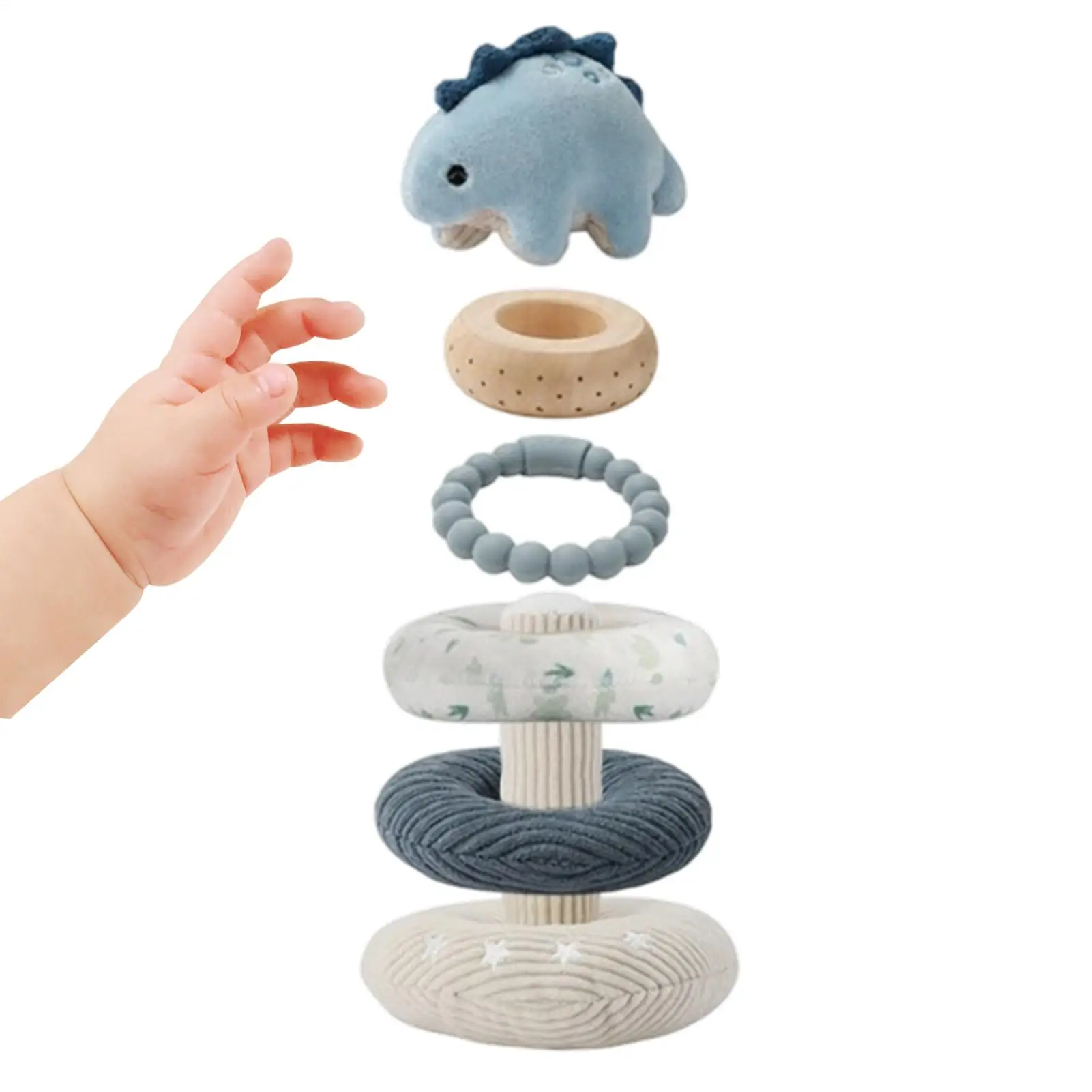 Stacking Rings Kids Toy Soft Plush Sensory Developmental Kids Animal Ring Toy Blocks For Indoor Playroom Bedroom Living Room