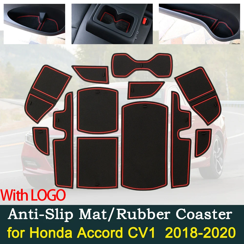 Anti-Slip Dirty Gate Mats Cup Groove Pads for Honda Accord CV1 CV2 CV3 2018 2019 2020 Hole Pad Car Styling Accessories Gadgets