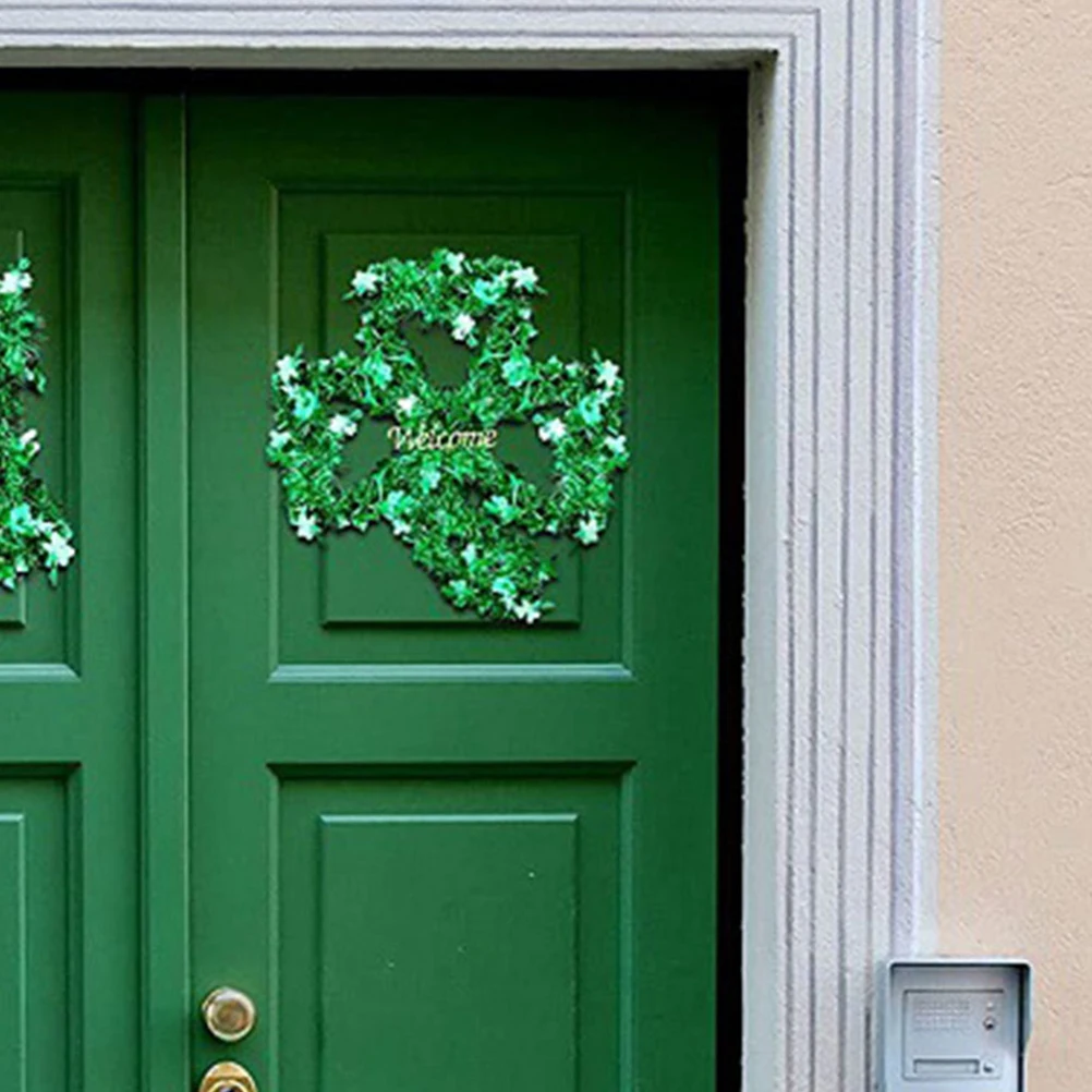 

Four Leaf Clover Wreath Stand Has Home Frames Electric Wire Iron Garland Irish Festival