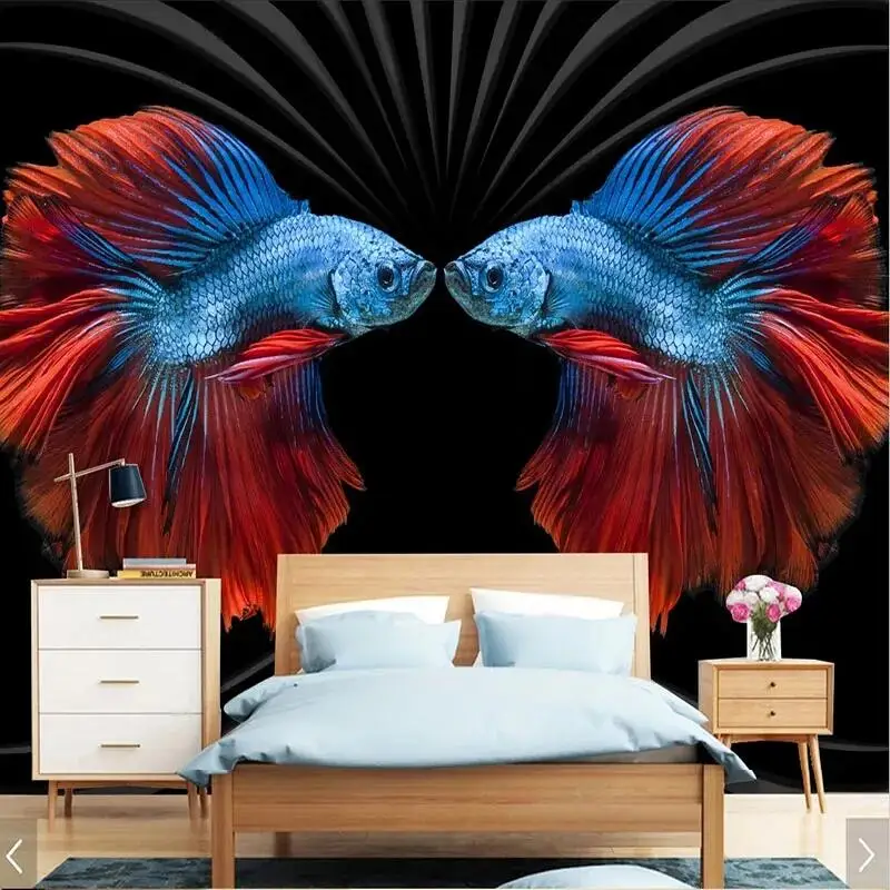 Custom Any Size Mural Wallpaper Modern Retro Personalized Color Fish Background Wall Decoration Painting Papel De Parede Tapety