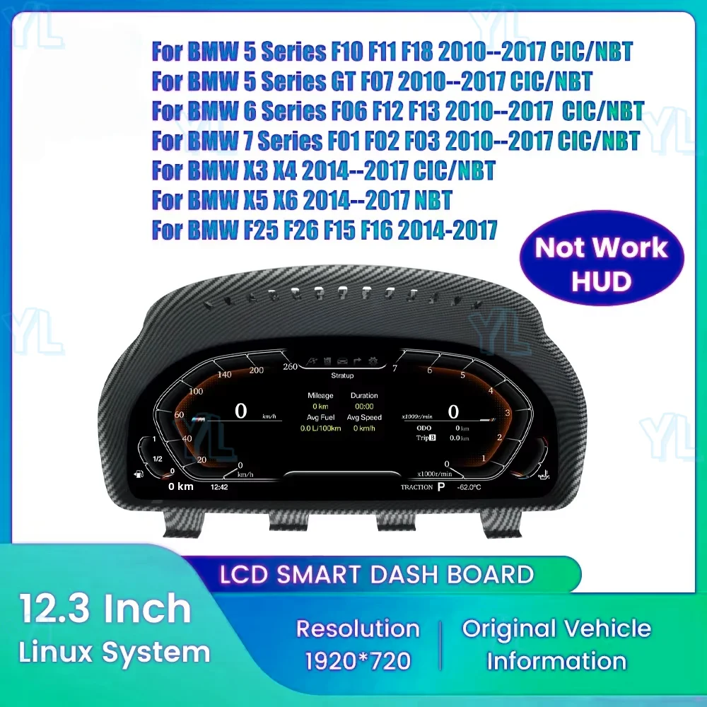 YF LCD Speedmeters Dashboard For BMW 5 Series F10 F11 F12 F18 F07 F13 F01 F02 F03 F04 09-18 Car Digital Cluster Instrument Panel