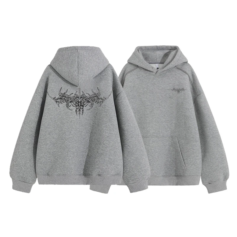 

Толстовка унисекс оверсайз из плотного материала 450 г, американский стиль, цвет хаки, уличная мода, ретро-принт, длинный рукав, теплая повседневная кофта