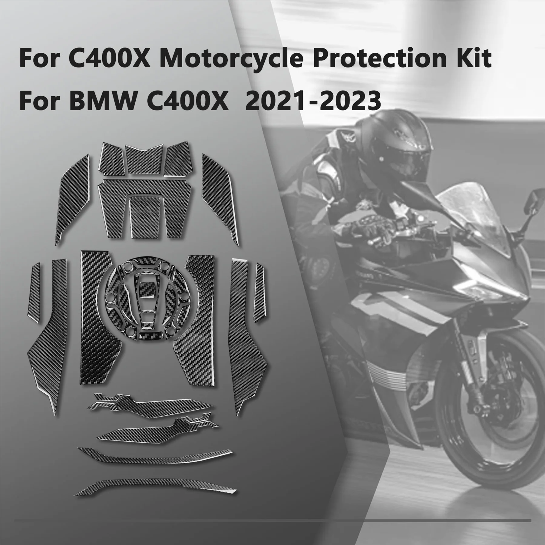 Carbon Fiber Fuel Tank Protector Stickers Set For C400X 2021 2022 2023 Body Fairing Decals Motorcycle Modification Accessories