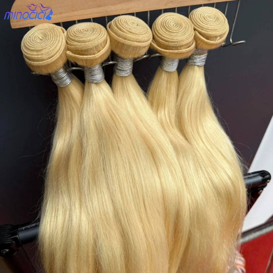 613 Blonde Bundles Human Hair 30 Inch Straight Bundles Unprocessed 12A Brazilian Virgin Raw Hair Quick Weave 1 3 4 Bundles Hair Extensions For Women
