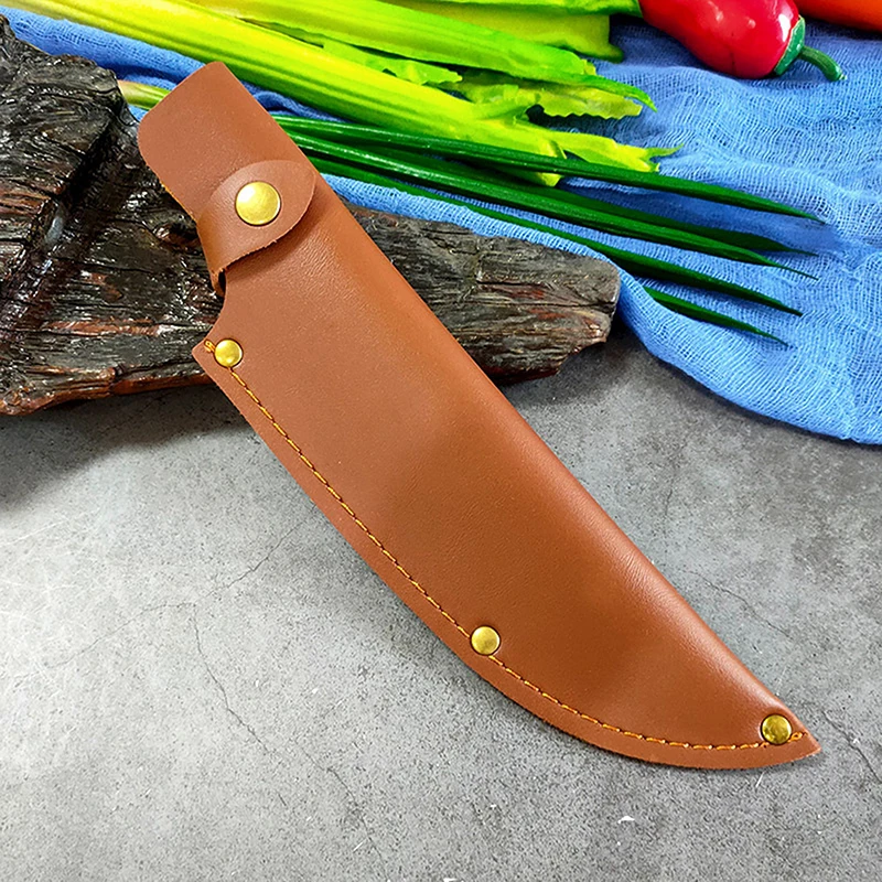 NEW! 1pcs Knife Cover Chef Butcher Kitchen Tools Full Tang Handle Leather Knife Sheath