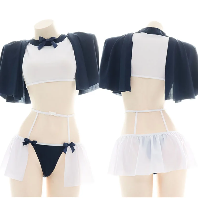 

2024 New Sexy Anime Student Girl Cosplay Lingerie Paladin Top With Cape Swimsuit Uniform Cute Maid Costumes Underwear Sailor Set