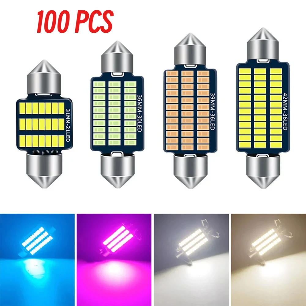 100pcs c5w C10W Led festoon 31mm 36mm 39mm 41mm interior lights Canbus LED Reading light Car Dome light License plate light