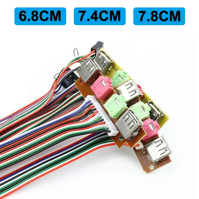 6.8/7.4/7.8CM PC Computer Cables & Connectors Case Front Panel USB/ Audio Front USB 2.0 Plug Guard Extend Mic Earphone Cables