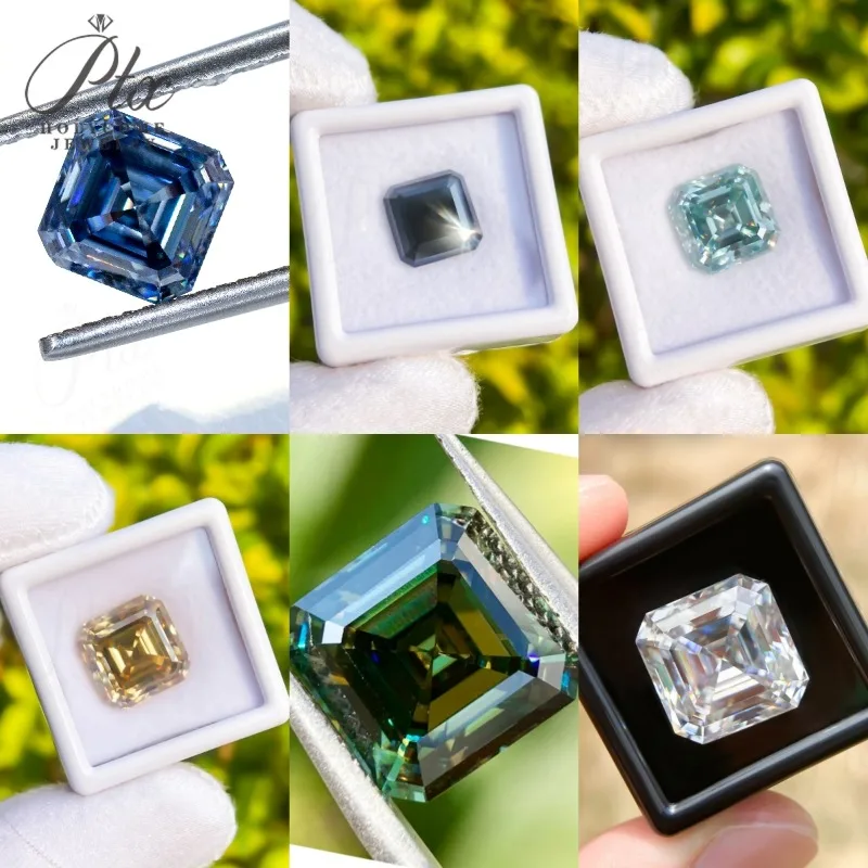 

0.35-10CT Moissanite Loose Stone Asscher Shape Multicolor VVS1 Clarity Brilliant Cut GRA Certificate Pass Diamond Tester Beads