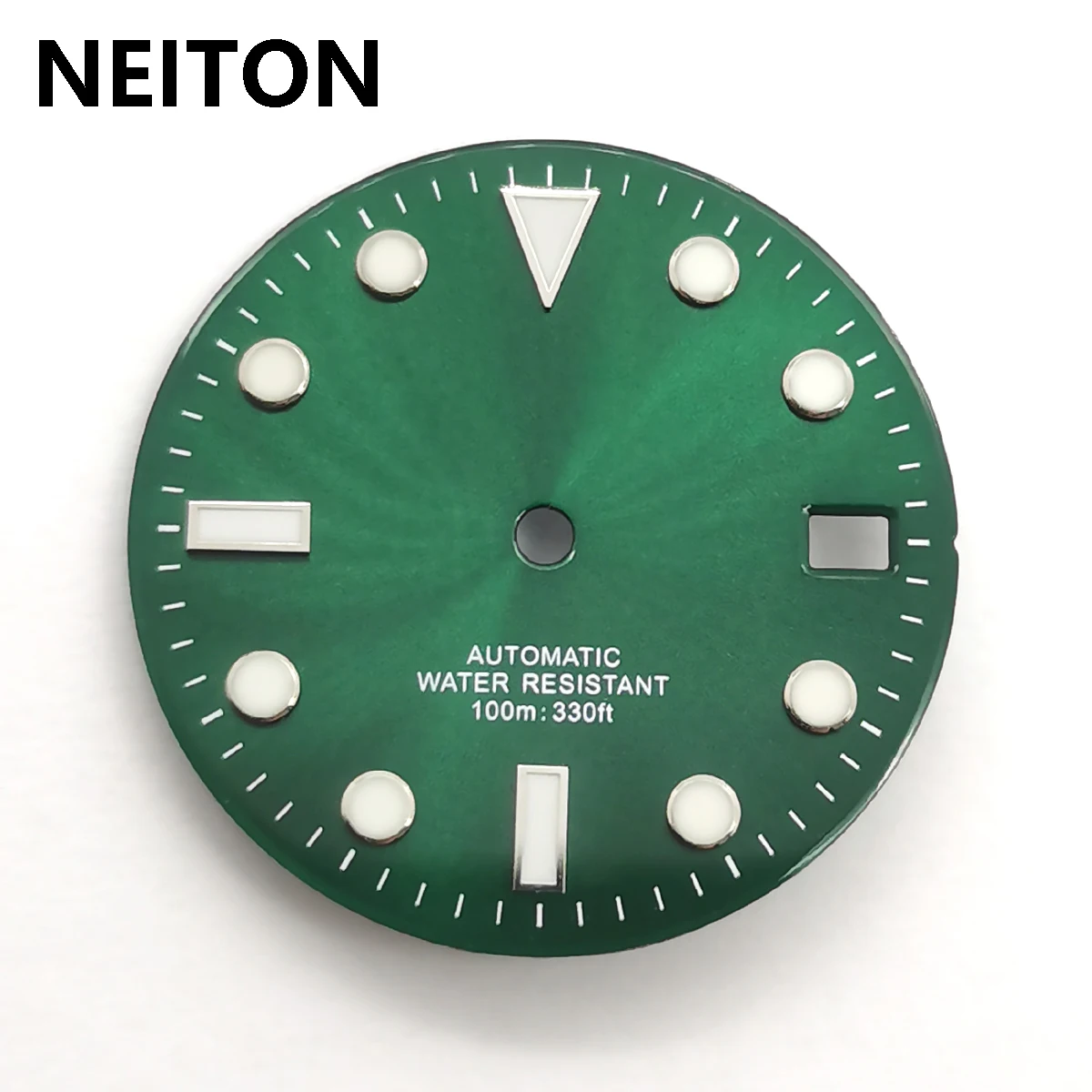 NEITON 29mm black green blue red orange watch dial luminous 9 o\'clock date fit NH35 movement