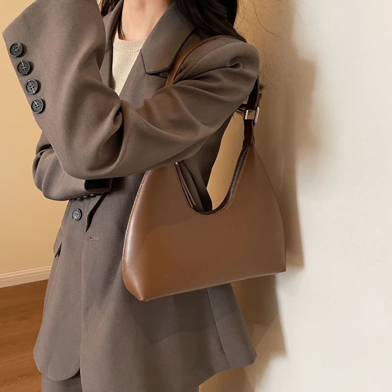 

Сумка-хобо подмышками из искусственной кожи чистого цвета 2024, новые роскошные дизайнерские кошельки и сумки, модные женские сумки на плечо под мышками