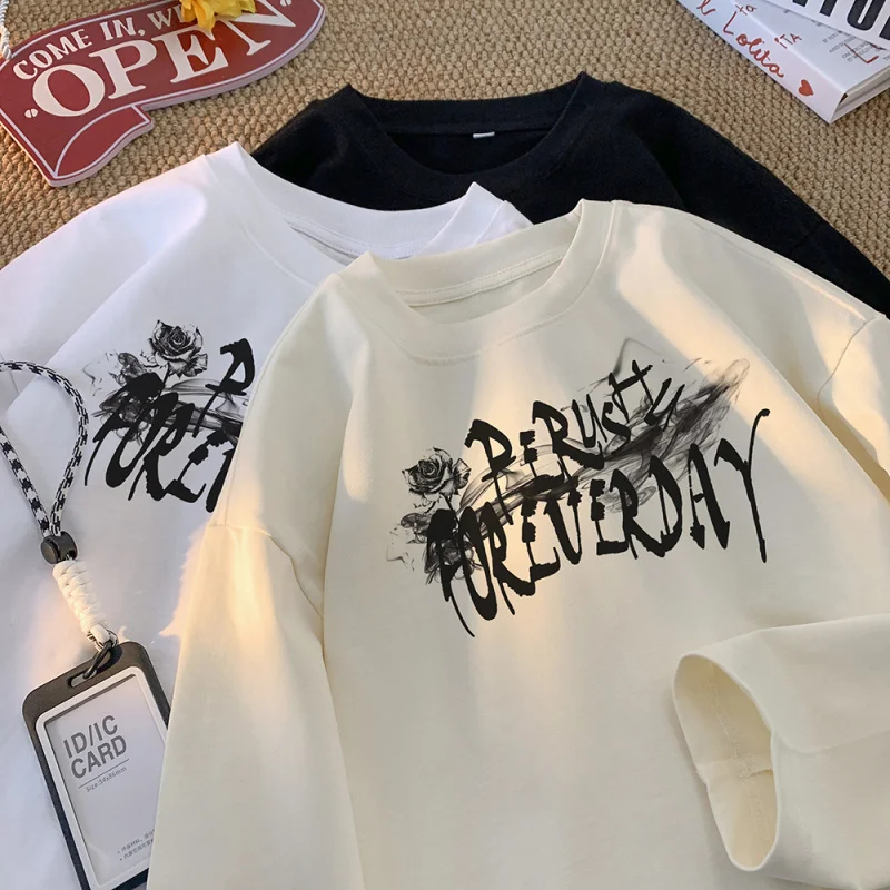 

【Mirrordust】Японский пуловер с длинными рукавами и цветочным принтом Tie Dye, толстовка в уличном стиле, теплая осень, свободная модная Y2K с круглым вырезом