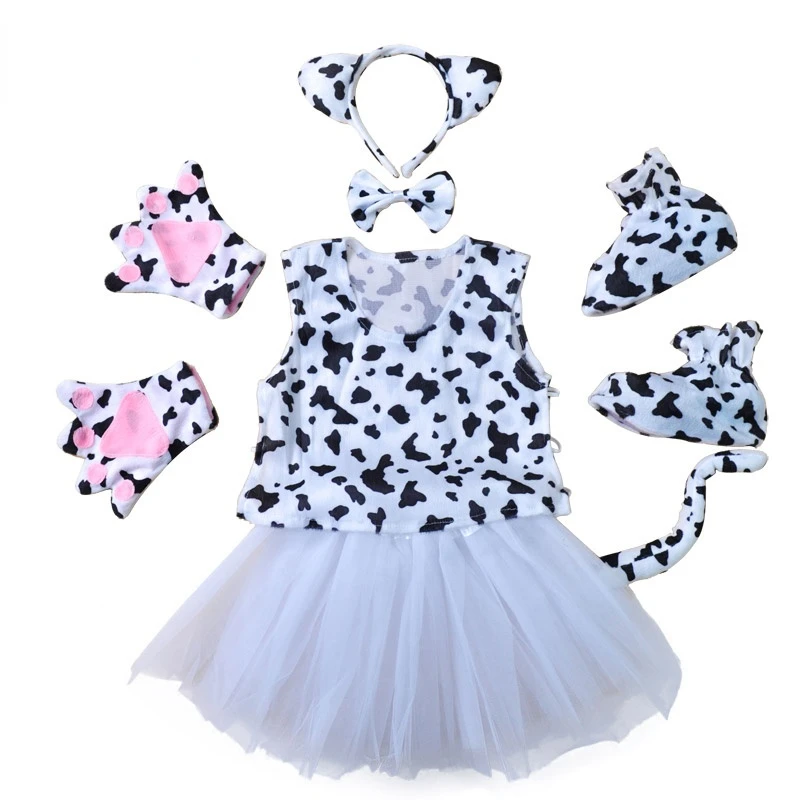 Dia das crianças desempenho animal vaca cosplay trajes para meninas meninos dos desenhos animados princesa tutu saia