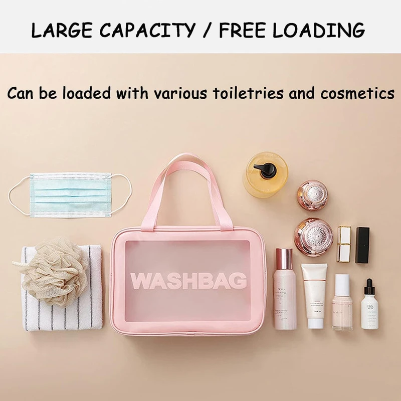 3PCS/SET PVC Waterproof Transparent Cosmetic Bag Wash Bath Storage Bag Travel Multi-function Storage Bag Cosmetic Handbag