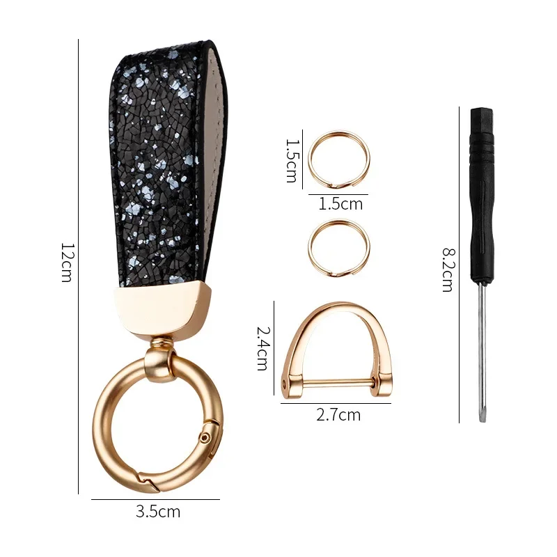 Custom Logo Light Luxury Leather Metal Keychain Pendant Personalize Car Bag Key Chain Holder Laser Engrave Keyring for Women