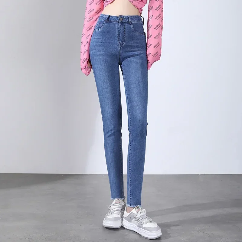 2023 Nieuwe Vrouw Denim Potlood Broek Mode Katoenen Stretch Jeans Hoge Taille Broek Vrouwen Hoge Taille Jeans