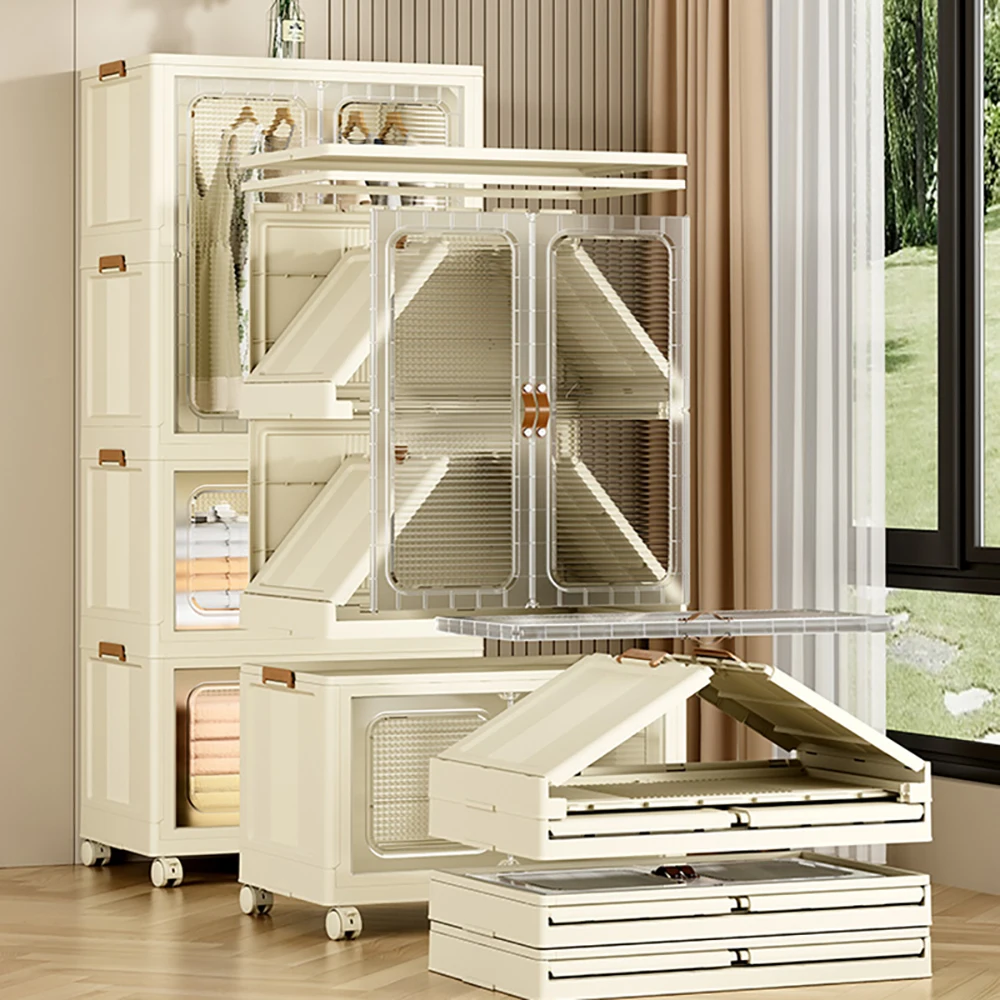 Dustproof Wardrobe Storage Rack Household Multi-layer Wardrobe Partition Closet Cabinet High Capacity Storage Rack Folding Bins