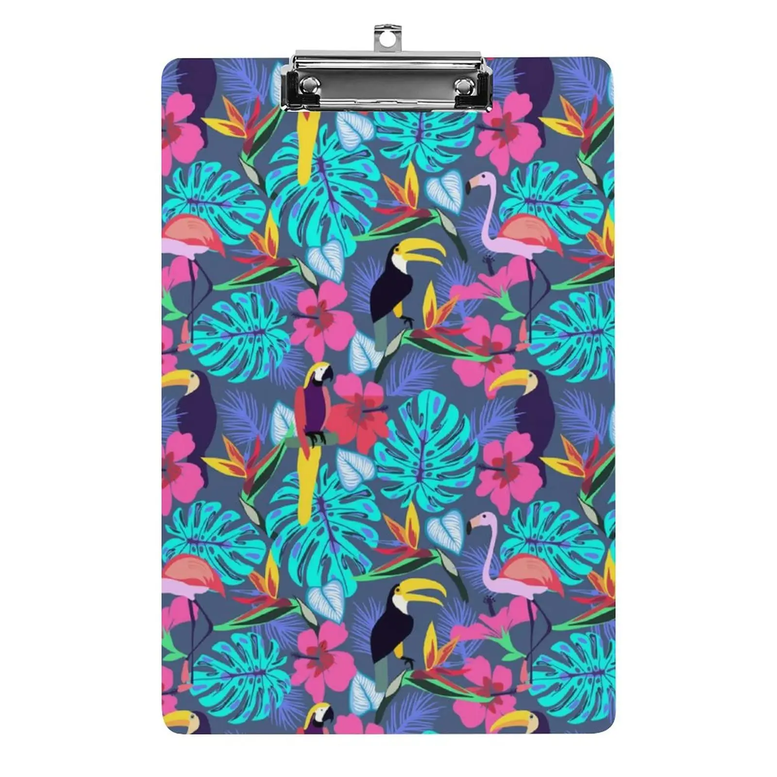 Toucans-Presse-papiers en acrylique avec clip à profil bas, planches à clipser mignonnes, taille de lettre A4 standard pour les cours de réunion de