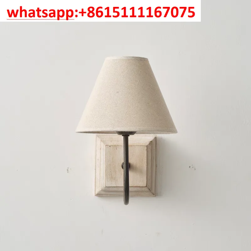 Simple Vintage Solid Wood Wall Lamp, American Country Style Warm Ambient Light, Indoor Decorative Bedside Wall Mount Lighting