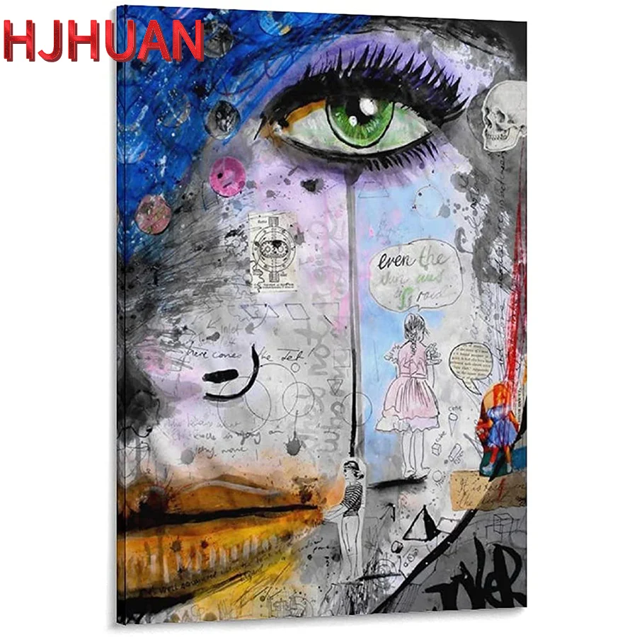 

Full Square round drill Portrait abstract charming eyes girl Diamond Embroidery Diamond Painting Cross Stitch Mosaic Home Decor