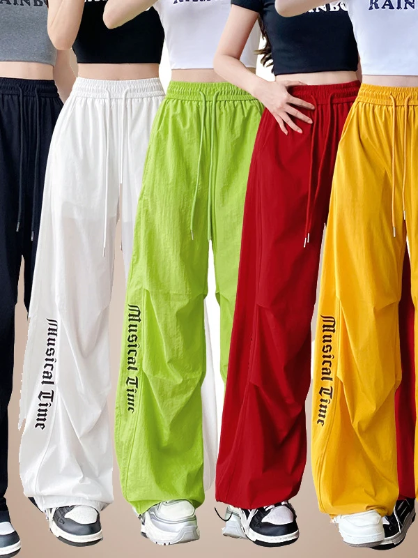 ロングダンスパンツ-レディース-フィットネス-スポーティ-ワイドレッグパンツ-速乾性-ハイウエストパンツ-スクエアダンスやヨガ用