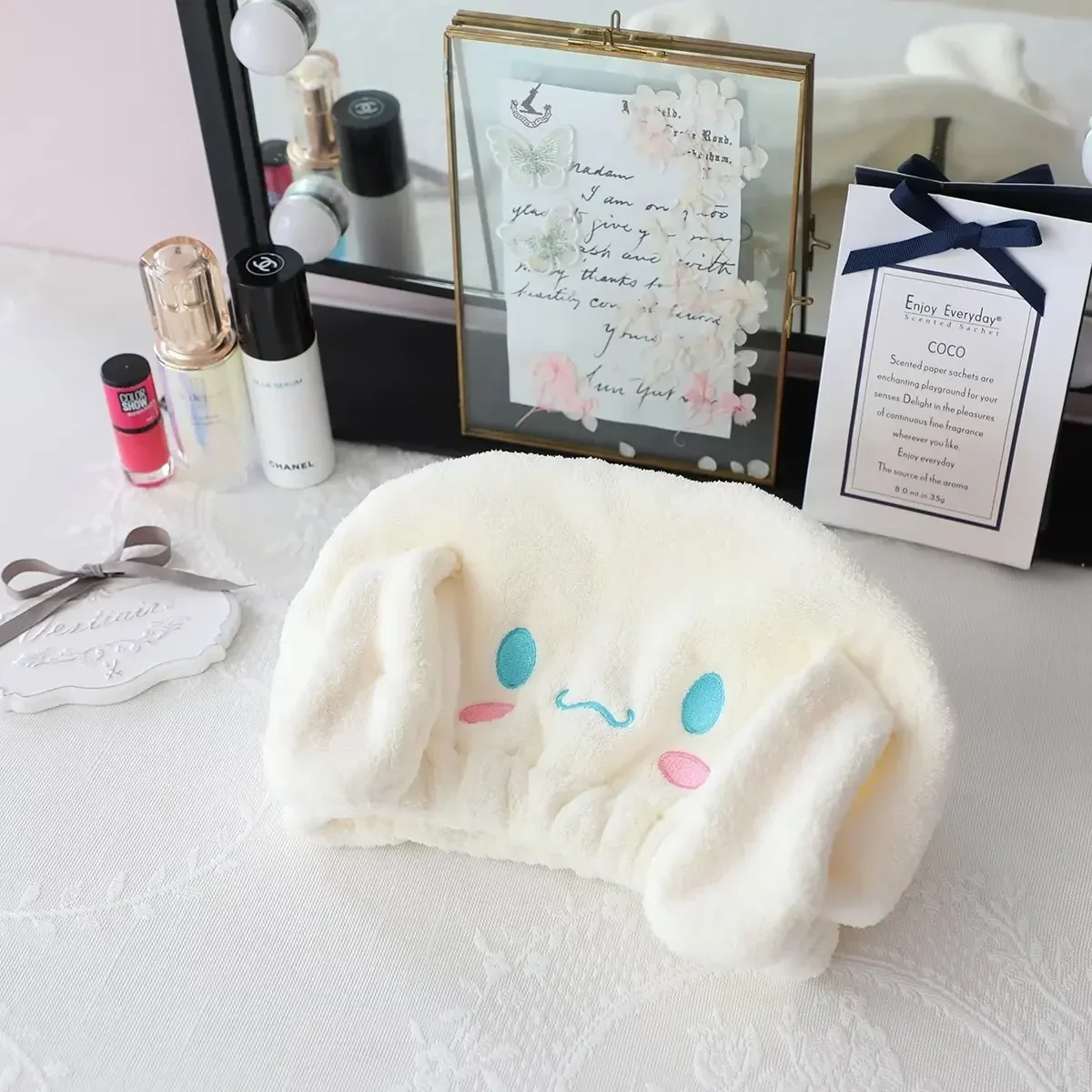 Sanrio olá kitty dos desenhos animados engrossado absorvente secador de cabelo boné de banho de secagem rápida feminino saco de lã coral lenço toalha de cabelo