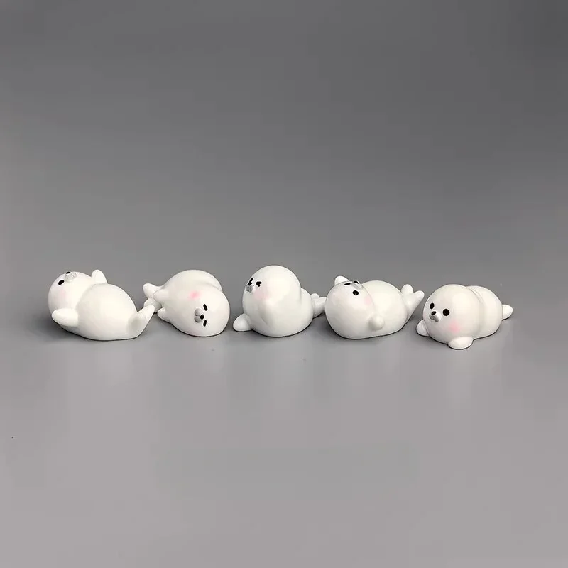 5 Pcs Cute Little Seal Figurines, Fairy Animals Miniatures, Micro Landscape DIY Craft Decoration Supplies