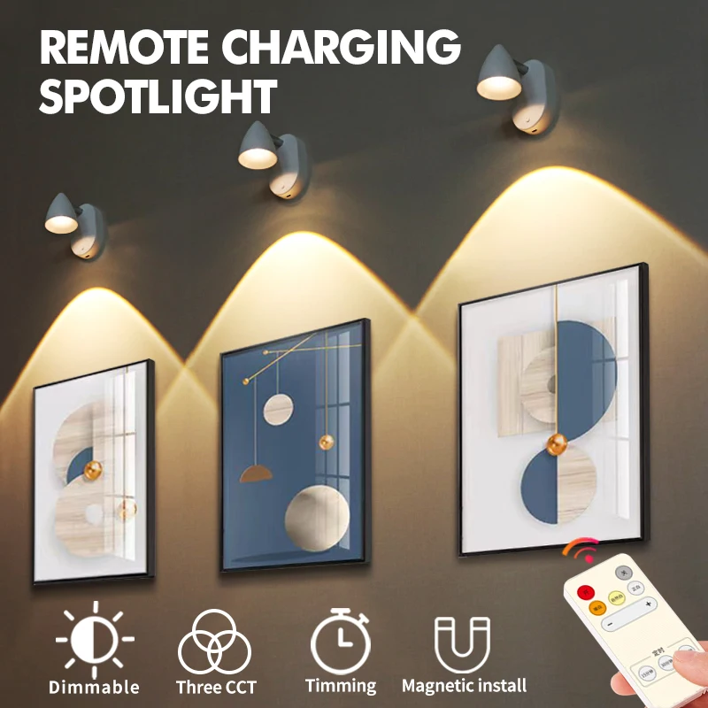 

Wireless remote charging spotlight mural hanging painting living room sofa background wall lighting TYPE-C interface