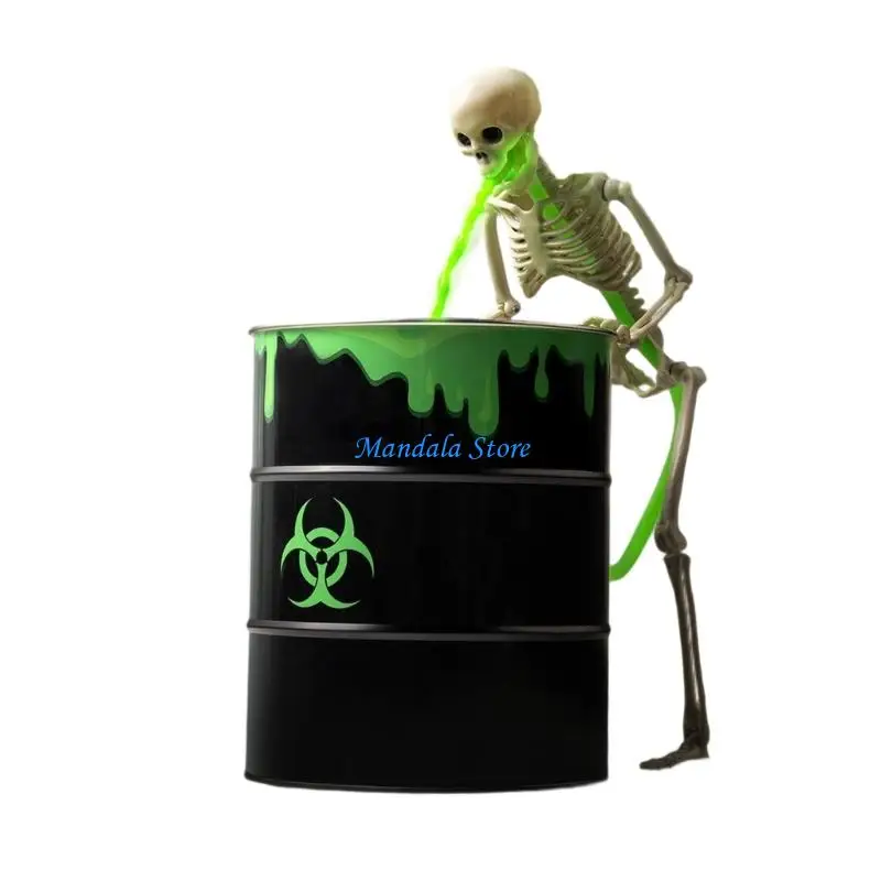 

U2JC Horror Party Decoration Vomiting Skeleton With Black Light and Bucket Water Hose For Halloween Indoor and Outdoor Decors