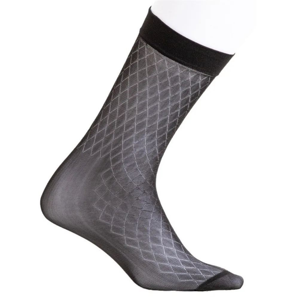 Suit Socks Mid-calf Dress Socks Strip Grid Thin Socks Mesh Thin Men's Socks Business