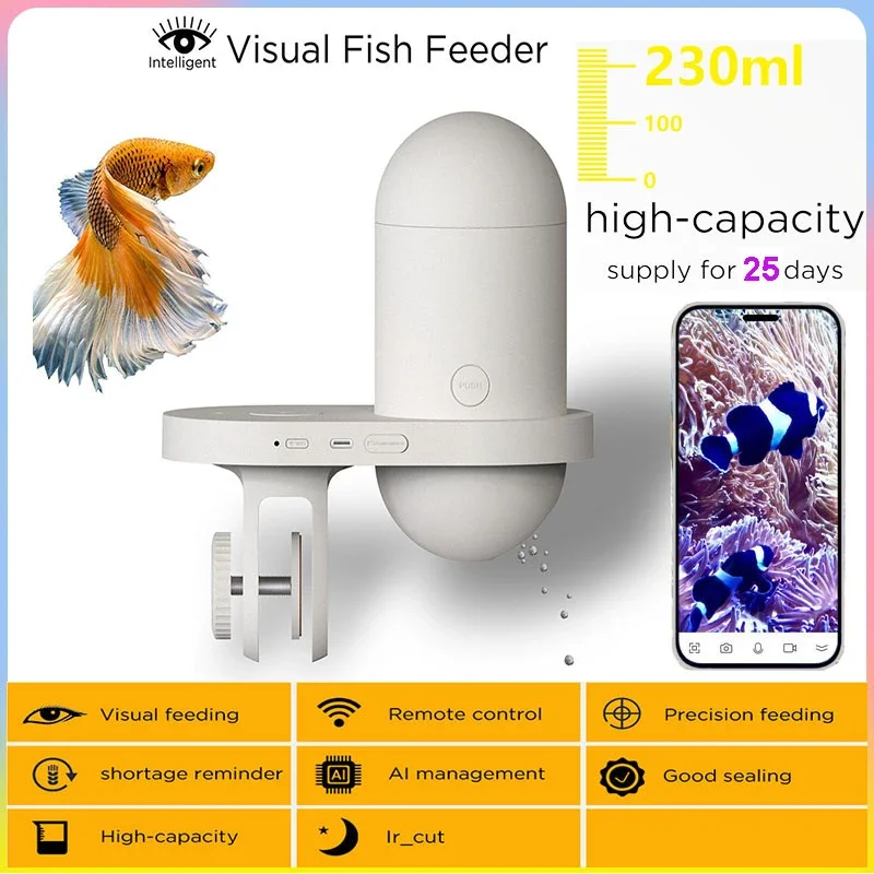 

Automatic Fish Tank Feeder Intelligent Visual Timing Feeding Aquarium Goldfish Remote Large Capacity Feeder Aquarium Accessories