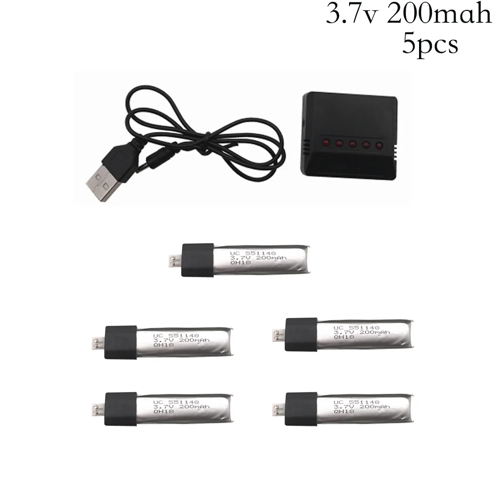 5pcs 3.7 v 200 mah Ultra-alta Capacità 3.7 V 200 MaH Lipo Batteria Con Il Caricatore USB Per WLtoys V911 V911-1 V911-2 4Ch RC Elicottero