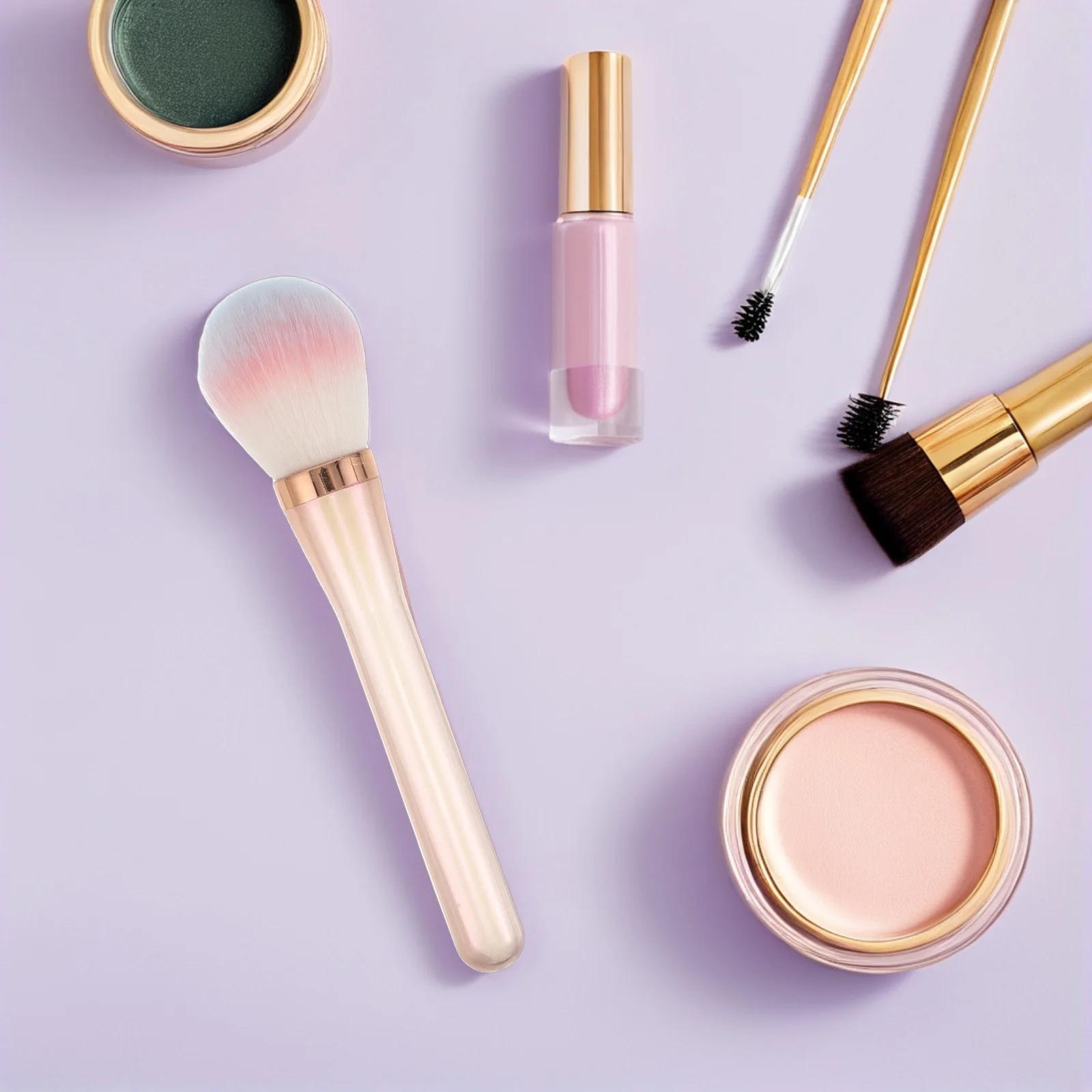 3-delige make-upborstel met kleurverloop, draagbaar reisformaat voor losse poeder, blozen, contouren en benadrukken van gezichtspoederborstel