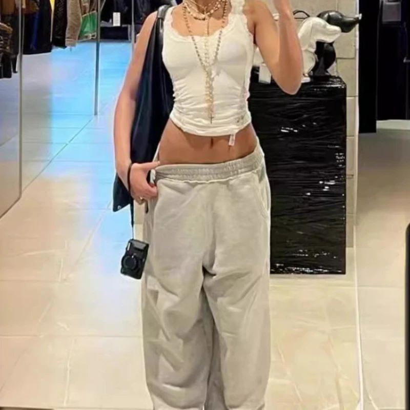 

Deeptown Baggy Women Gray Sweatpants Oversized Korean Fashion Jogger Basic Pants Men Hip Hop Streetwear Casual Harajuku Trousers