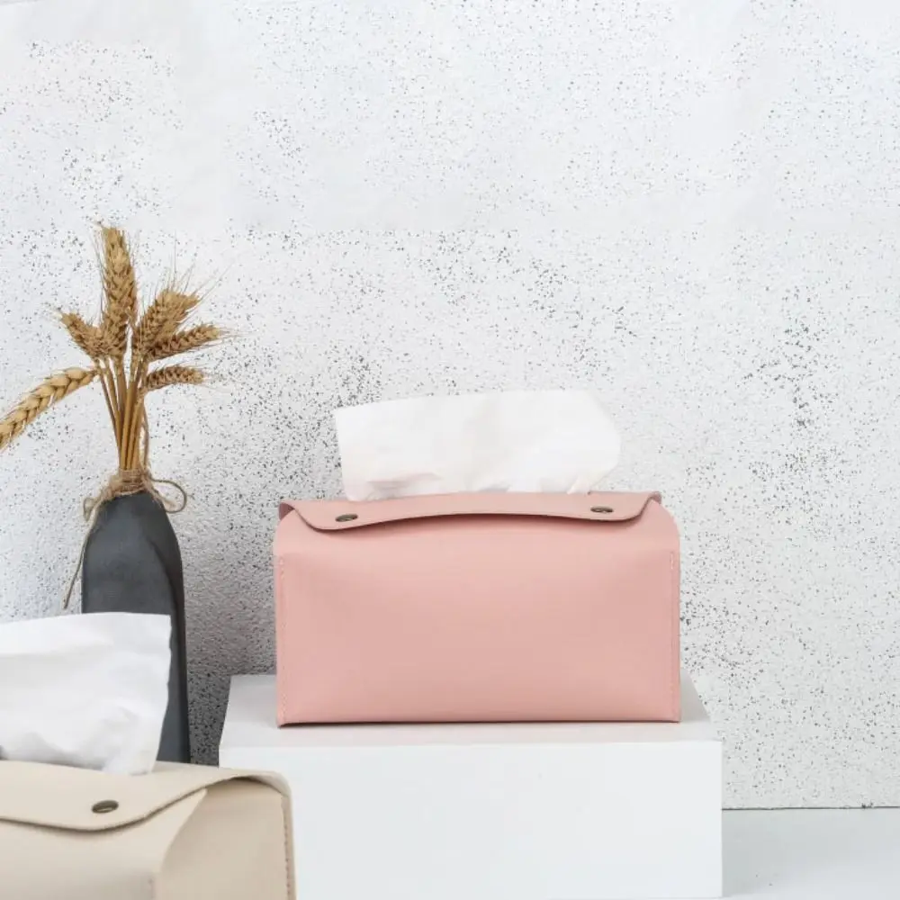 

2pcs Household PU Leather Tissue Dispenser Box Nordic Style Foldable Tissue Case Simple Waterproof Tissue Bag Living Room